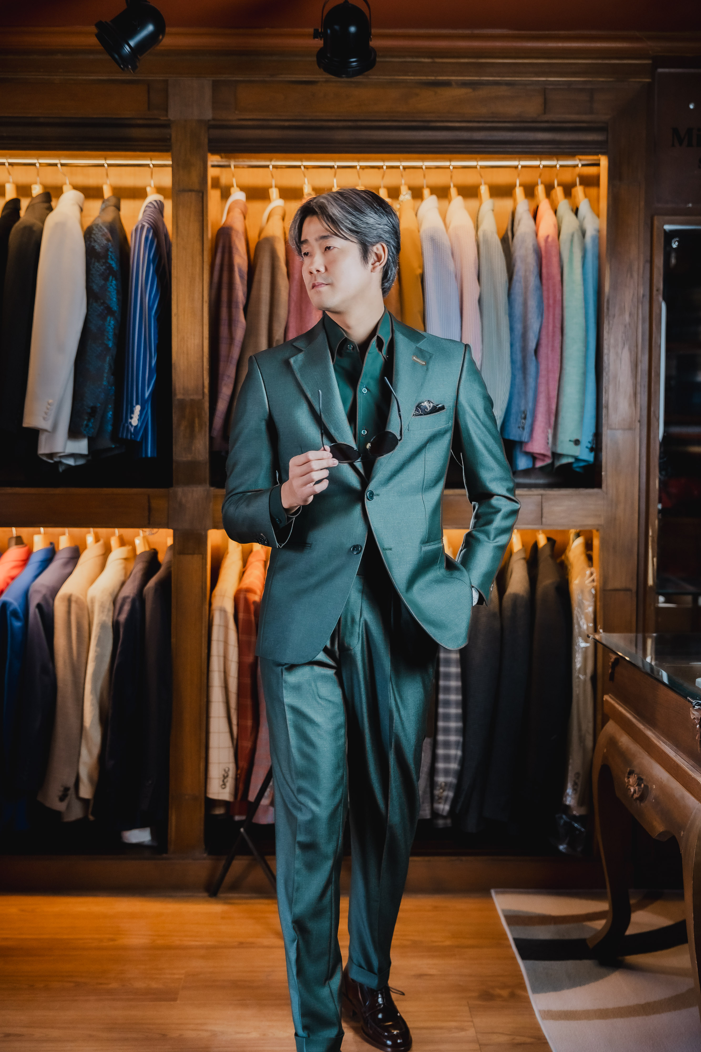 Green suit full-length