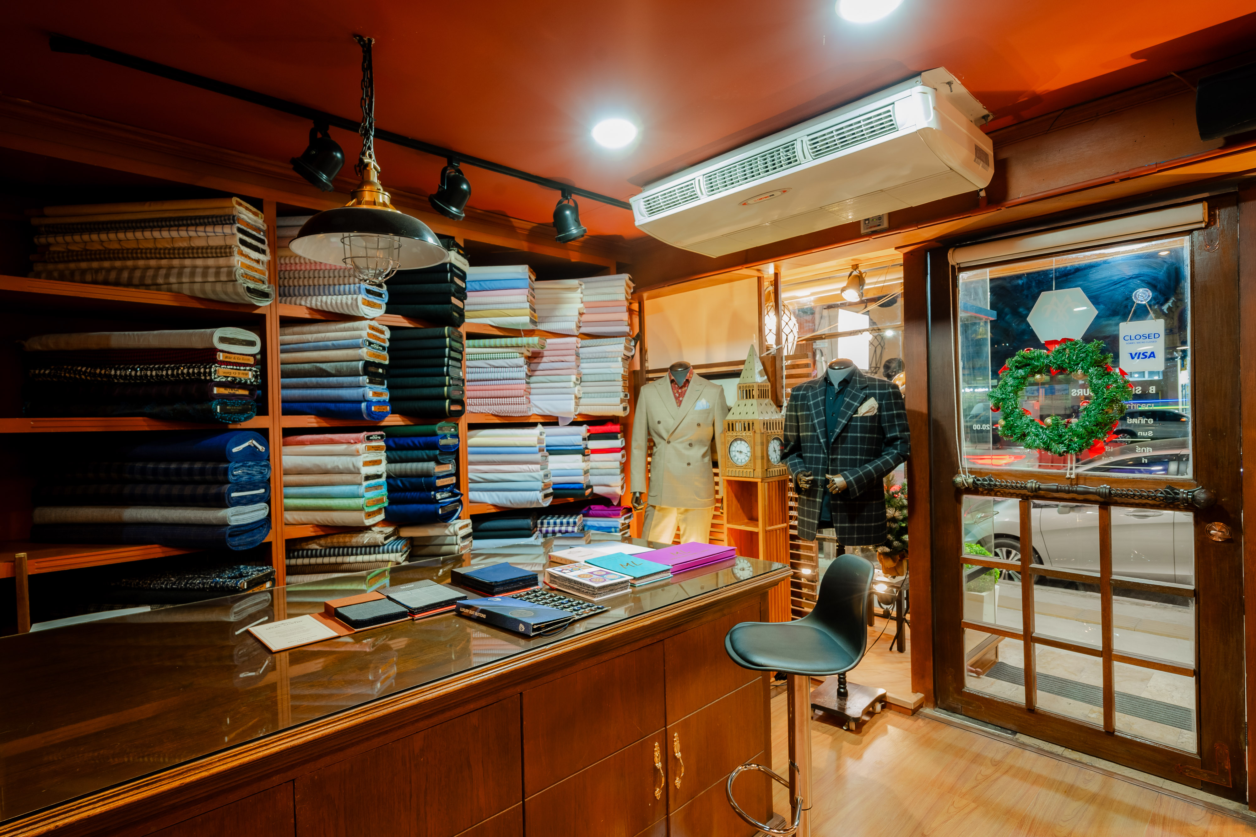 Fabric room with bolts on shelves